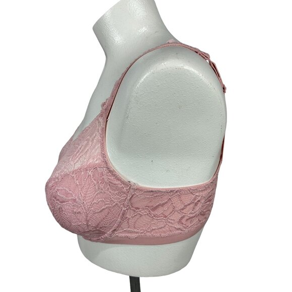 Bali Pink Lace Underwire Bra 38D Adjustable Straps & Hook Closure - Picture 3 of 6